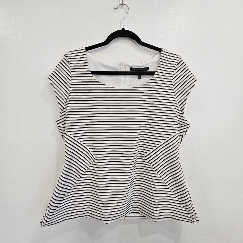 Women's White House Black Market Stripe Jacquard Bodice Top Size 12
